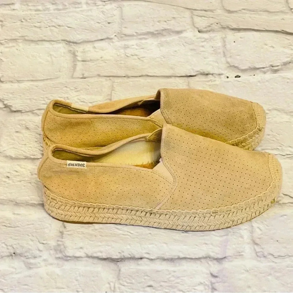 Soludos Suede Platform Espadrilles Smoking Slipper Size 7.5 - Picture 1 of 9